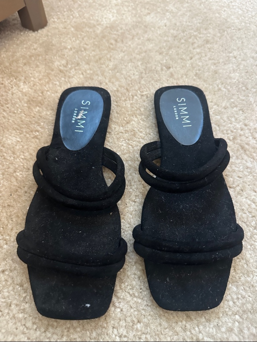 SIMMI London Black Suede Double-Rope Slide Mules